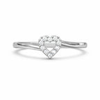 925 Sterling Silver Heart-Shaped Diamond Studded Ring for Women – Elegant Open Heart Design