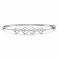 925 Sterling Silver Diamond Bow Design Bangle Bracelet for Women – Elegant Minimal Style