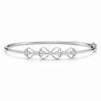 925 Sterling Silver Diamond Bow Design Bangle Bracelet for Women – Elegant Minimal Style