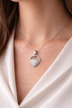 Round Loop Heart AD Diamond Pendant in 925 Sterling Silver