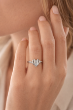 Elegant Heart AD Diamond Ring in 925 Sterling Silver