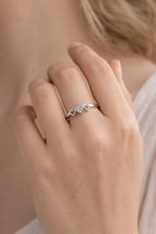 Triple Heart AD Diamond Ring in 925 Sterling Silver