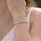 925 Sterling Silver Diamond Bow Design Bangle Bracelet for Women – Elegant Minimal Style