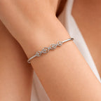 925 Sterling Silver Diamond Bow Design Bangle Bracelet for Women – Elegant Minimal Style
