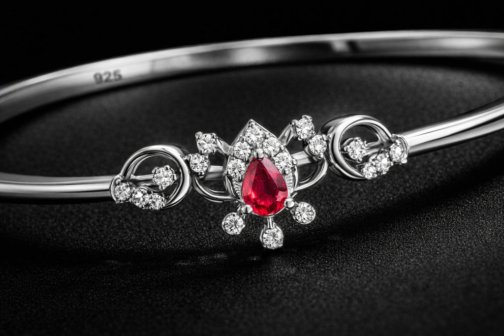 925 Sterling Silver Ruby Motif Bracelet | Pure 925 Silver