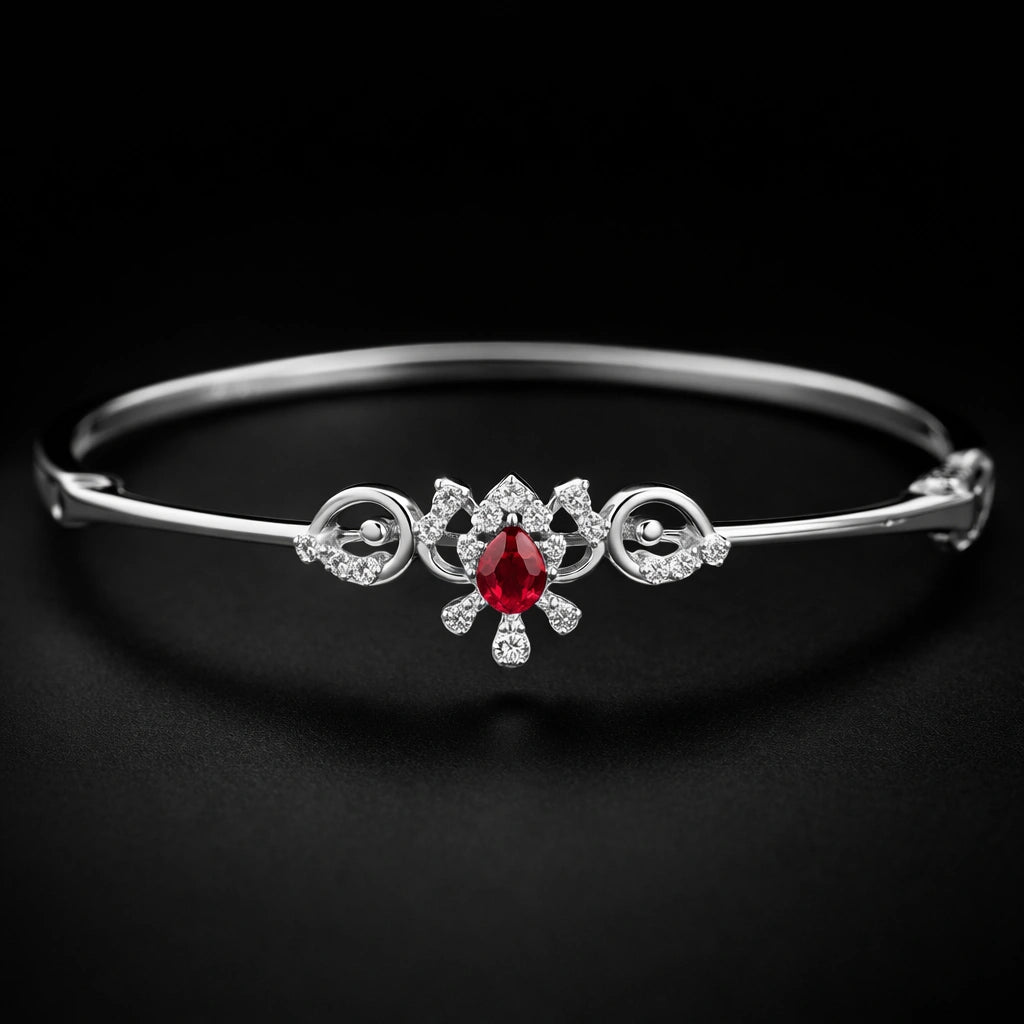 925 Sterling Silver Ruby Motif Bracelet | Pure 925 Silver