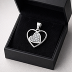 Double Heart AD Diamond Pendant in 925 Sterling Silver