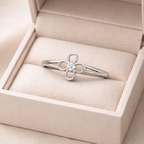 Elegant Floral AD Diamond Ring in 925 Sterling Silver