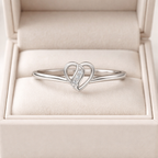 Elegant Double Heart AD Diamond Ring in 925 Sterling Silver