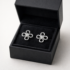 Floral Loop AD Diamond Stud Earrings in 925 Sterling Silver