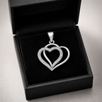 Double Layer Heart AD Diamond Pendant in 925 Sterling Silver