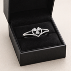 Heart Petal Cluster AD Diamond Ring in 925 Sterling Silver