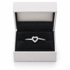 925 Sterling Silver Heart-Shaped Diamond Studded Ring for Women – Elegant Open Heart Design