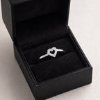 925 Sterling Silver Heart-Shaped Diamond Studded Ring for Women – Elegant Open Heart Design