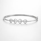 925 Sterling Silver Diamond Bow Design Bangle Bracelet for Women – Elegant Minimal Style