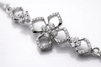 925 Sterling Silver Diamond Chain Bracelet for Women – Elegant Floral