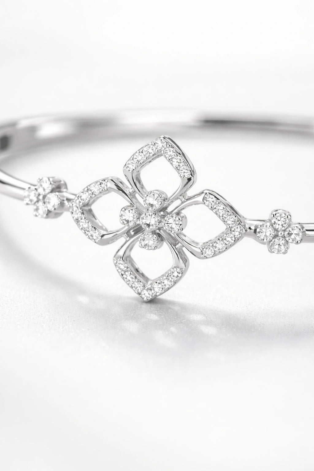 925 Sterling Silver Floral Diamond Bracelet