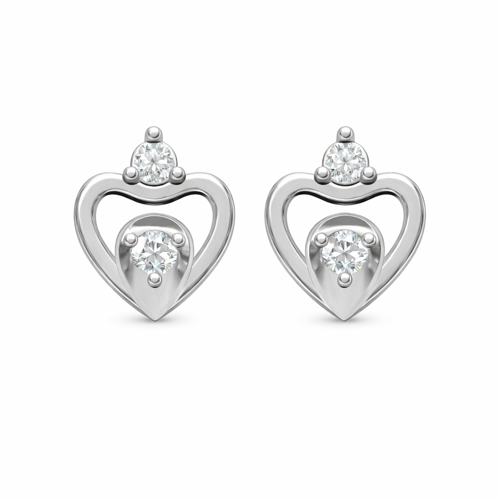 Heart shape 925 sterling silver stud earrings for women