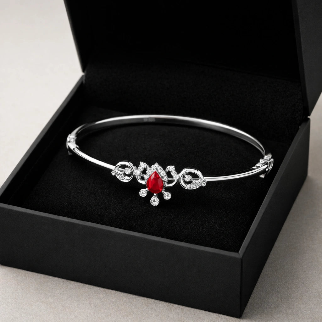 925 Sterling Silver Ruby Motif Bracelet | Pure 925 Silver