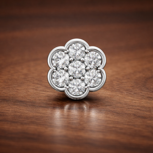 925 Sterling Silver 7-Stone Floral Stud Earrings – Diamond Look