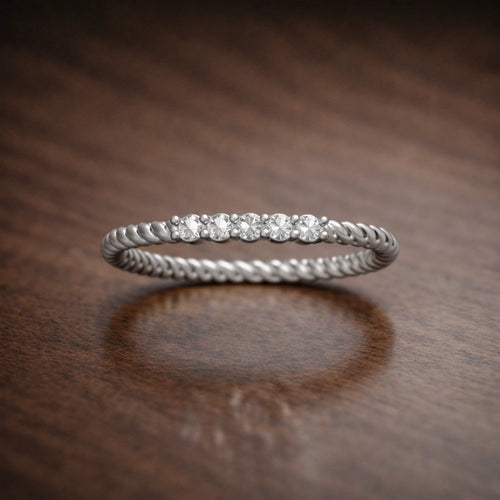 925 Sterling Silver Twisted Diamond Band Ring for Women – Minimal Elegance